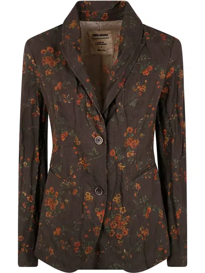 Uma Wang Floral-print Blazer In 褐色