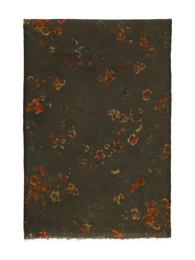 Uma Wang Floral-print Cotton Scarf In Brown