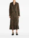Uma Wang Floral-print Double-breasted Coat In Green