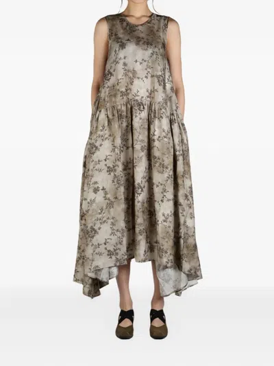 Uma Wang Floral-print Dress In Neutrals