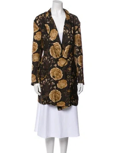 Pre-owned Uma Wang Floral Print Evening Jacket In Brown