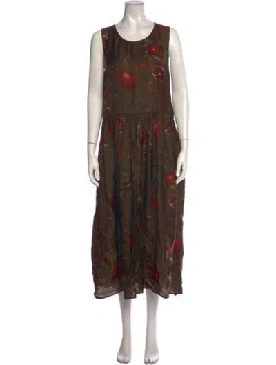 Pre-owned Uma Wang Floral Print Long Dress In Brown