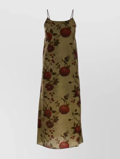 UMA WANG FLORAL PRINT MIDI DRESS WITH SPAGHETTI STRAPS