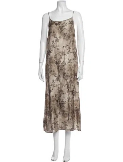 Pre-owned Uma Wang Floral Print Midi Length Dress In Neutrals