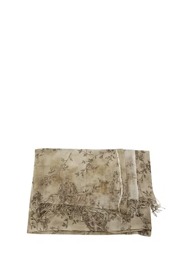 Uma Wang Floral Print Scarf In Brown