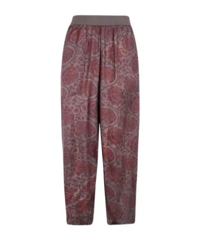 Uma Wang Floral Print Trousers In Burgundy
