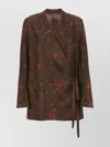 Uma Wang Floral Print Wrap Blazer With Tie Waist In Brown