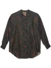 Uma Wang Floral Printed Curved Hem Shirt In Multicolour