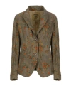 Uma Wang Floral Patterned Cotton Blazer With Peak Lapel In Green