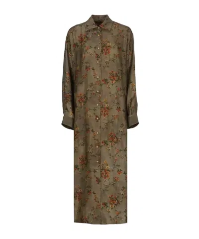 Uma Wang Floral Printed Long-sleeved Dress In Multi
