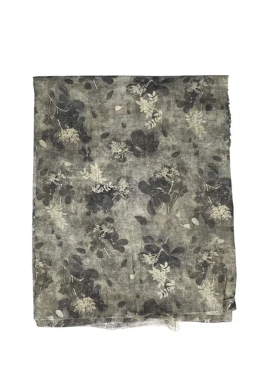 Uma Wang Floral Scarf With Fringe In Multi