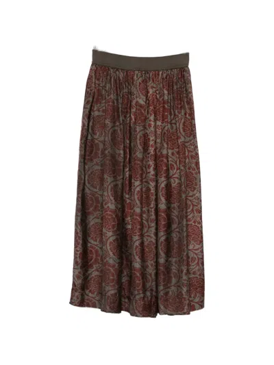 Uma Wang Ankle Length Floral Print Pocket Skirt In Brown