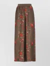 Uma Wang Wide-leg Pansy Pants With Contrasting Pomegranate Design In Brown