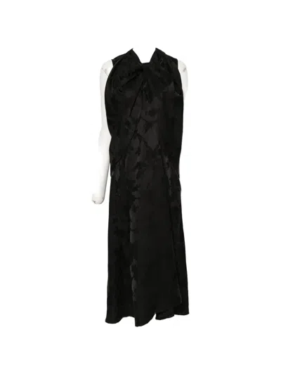 Uma Wang Floral-jacquard Draped Maxi Dress In Black