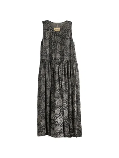 Uma Wang Floral-jacquard Sleeveless Midi Dress In Black