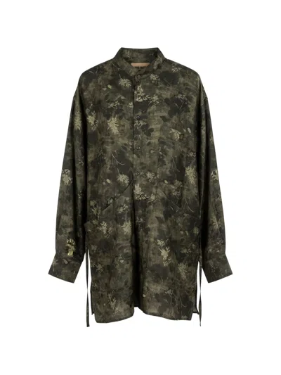 Uma Wang Floral-print Button-up Shirt In Green