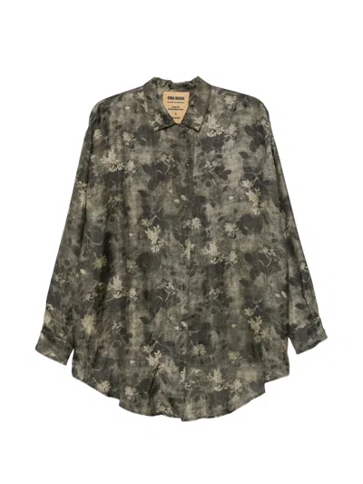 Uma Wang Floral-print Long-sleeve Shirt In Green