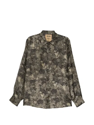 Uma Wang Floral-print Long-sleeve Shirt In Green