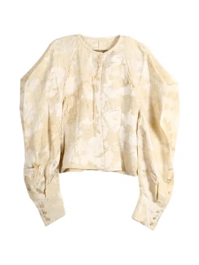 Uma Wang Floral-print Puff-sleeve Blouse In Neutral