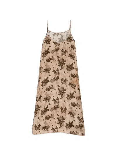 Uma Wang Floral-print Slip Dress In Neutral