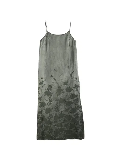 Uma Wang Floral-print Slip Midi Dress In Gray