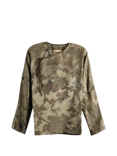Uma Wang Floral-print Tie-fastening Blouse In Brown