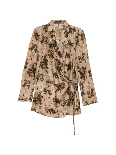 Uma Wang Khloe Blazer Satin Wrap Belted Waist In Black