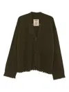 Uma Wang Frayed Buttoned Cardigan In Brown