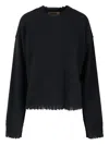 Uma Wang Frayed Cashmere Sweater In Blue