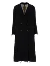 Uma Wang Long Double-breasted Wool Blend Coat In Blue