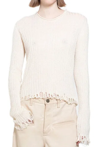 Uma Wang Frayed Hem Knitted Jumper In White