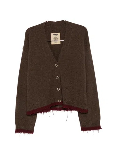 Uma Wang Frayed-edge Oversized Cardigan In Brown