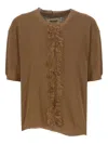 Uma Wang Ribbed Crewneck Knitwear Fringes In Brown