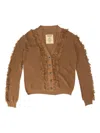 Uma Wang Fringed Buttoned Cardigan In Brown