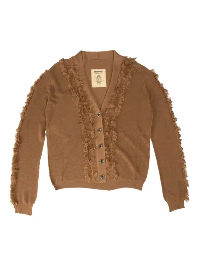 Uma Wang Fringed Buttoned Cardigan In Brown