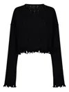 Uma Wang Cropped Ribbed Knitwear Top With Long Sleeves In Black