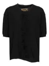 Uma Wang Black Sweater With Fringes In Black