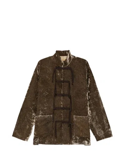 Uma Wang Frog-fastening Velvet Jacket In Multi