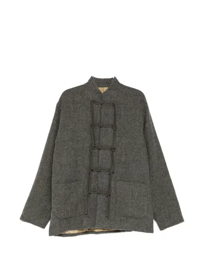 Uma Wang Frog-fastening Virgin Wool Jacket In Green