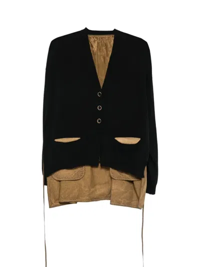 Uma Wang Front-pocket Cardigan Black/mustard