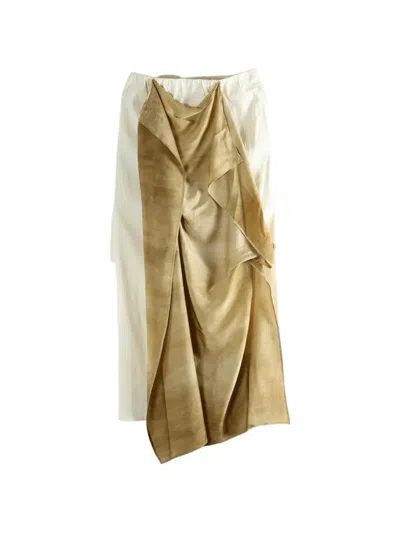 Uma Wang Gale Draped Midi Skirt In White