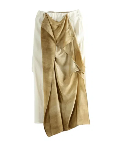 Uma Wang Gale Draped Midi Skirt In White