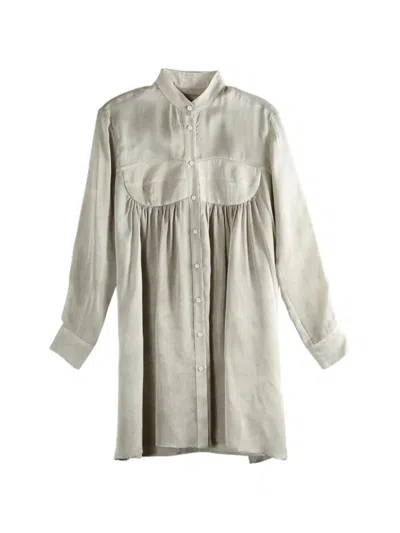 Uma Wang Gathered Long-sleeve Mini Dress In Gray