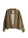 Uma Wang Geometric-print Open-front Jacket In Brown
