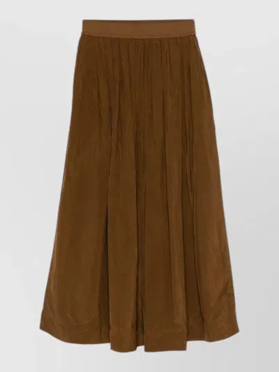 Uma Wang Gillian Long Skirt Pleated Side Pockets Slit In Brown