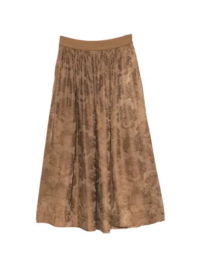 Uma Wang Gillian Pattern Gathered Midi Skirt In Gray