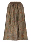 Uma Wang Womens Dark Brown Gillian Distressed-pattern Woven Maxi Skirt In Green