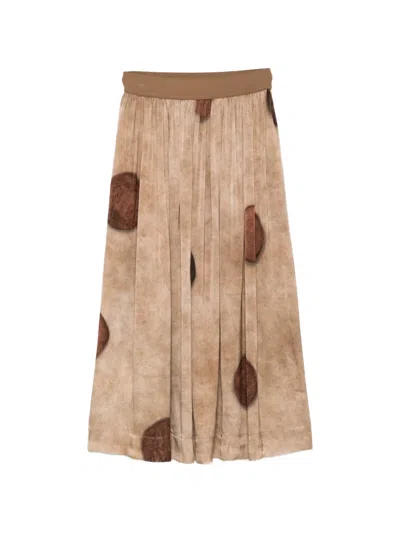 Uma Wang Midi Skirt With Gillian Polka Dot Print In Brown