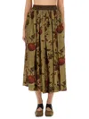 Uma Wang Gilliant" Midi Skirt With Pomegranate Print In Multi