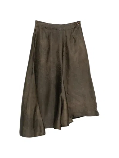 Uma Wang Glue Asymmetric-hem Midi Skirt In Green